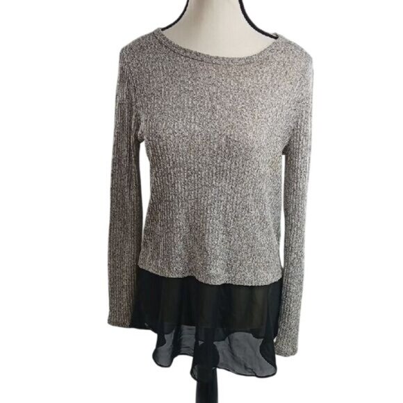 Bar III Textured Knit Sweater Contrast Fabric Long Sleeve Stretch Womens Size M - Picture 1 of 7